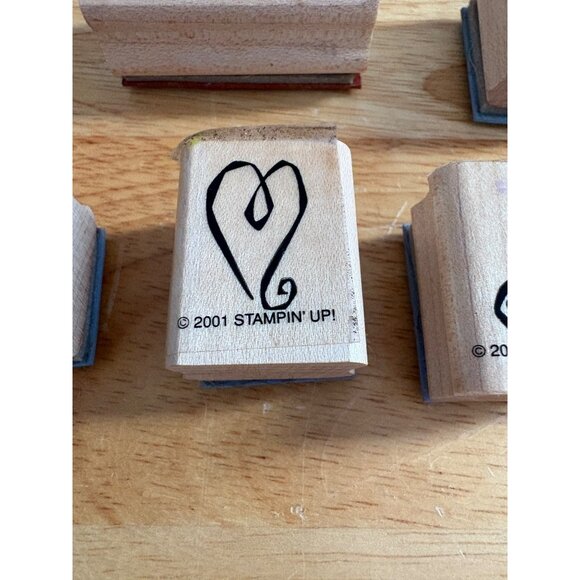Stampin Up! 2001 Wooden Rubber Stamps Set Of 5 Congrats! Miss You Thanks Designs - Picture 5 of 9